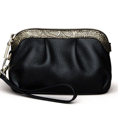 

Pmsix Womens Clutch Fashion Clutches Leather Mobile Phone Bags Coin Purses Mini Bags P410003 Black Standard