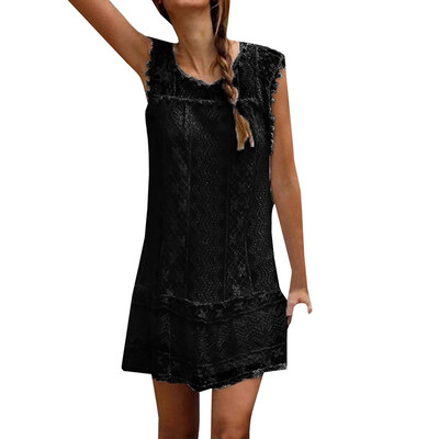 

2017 women's fashion solid color sleeveless Lace hollow out casual style shirts