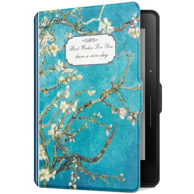 

Natusun KV-08 Adaptation Kindle 1499 Edition Case / Case Kindle Voyage Sailing Special Painted Sleeping Leather Case Van Gogh - Almond Blossom