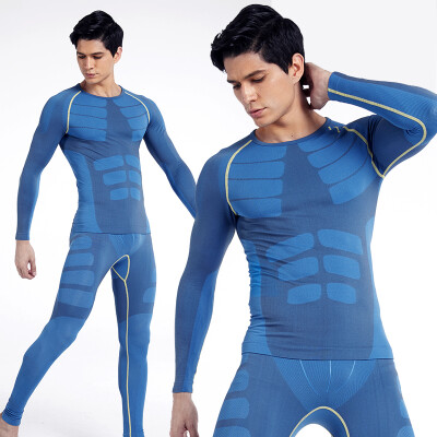 

El Monte ALPINT MOUNTAIN Fitness suits men's running training clothes stretch compression quick-drying clothes sports bodysuit long-sleeved pants 650-951 jacket sapphire blue M