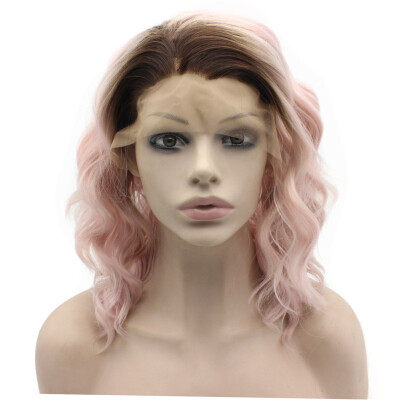 

Iwona Synthetic Hair Lace Front Shoulder Wavy Ombre Pink Wig