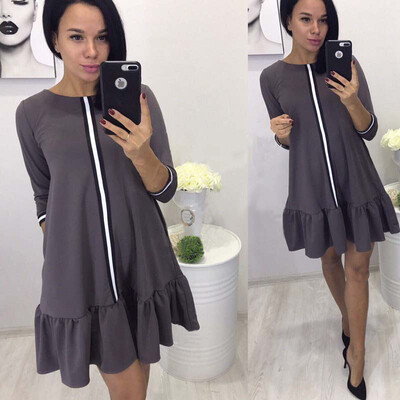 

Lovaru ™ 2017 Осеннее платье Red Three Quarter Women Sweet Loose Dress O-Neck Натуральные повседневные женские мини-платья