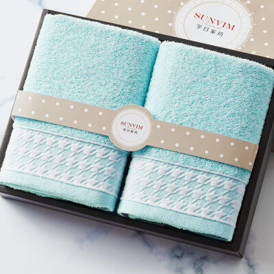

Vosges Home Textiles SUNVIM Towels 20s Combed Cotton Plain Houndstooth 2 Pack Gift Box Cotton Towel Gift Bag Pink