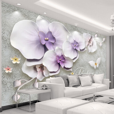 

Large Custom Mural Wallpaper For Walls 3 D Stereoscopic Relief Phalaenopsis Flower Photo Background Non-woven Papel De Parede 3D