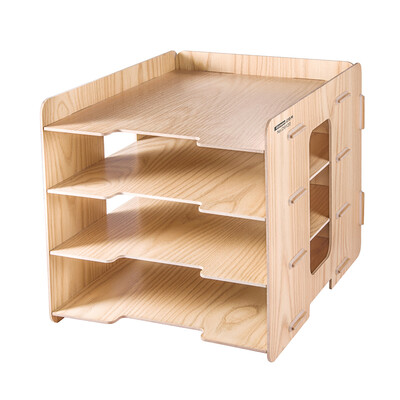 

Jinlongxing Glosen DIY wooden file tray four-layer file holder information desk file box office file column basket desktop storage box D9119 wood color