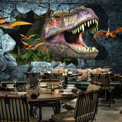 

Papel De Parede 3D Paisagem Retro 3D Embossed Dinosaur Wallpaper Mural Wallpaper Cafe Restaurant Creative Wall Covering Frescoes