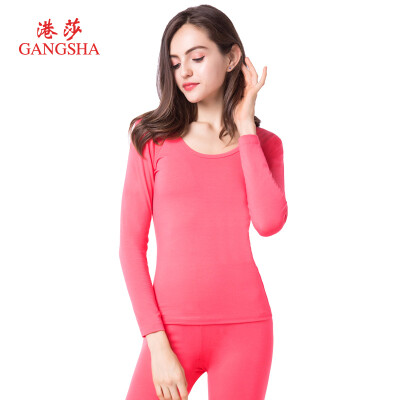 

Gangsha Qiuyi Qiuku Men&women underwear set cotton sweater thin section round neck Slim bottoming warm suit female models - Violet