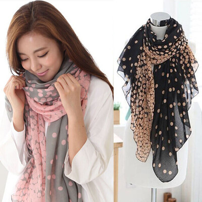 

CANIS@Fashion Women’s Lady Soft Scarves Shawl Neck Wrap Flower Scarf Polka Dots