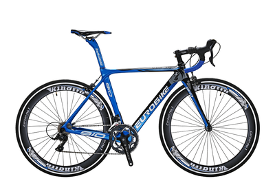 

EUROBIKE 700C Road Bike Carbon Fiber Frame Shimano R3000 18 Speed racing Bicycle 50cm Blue