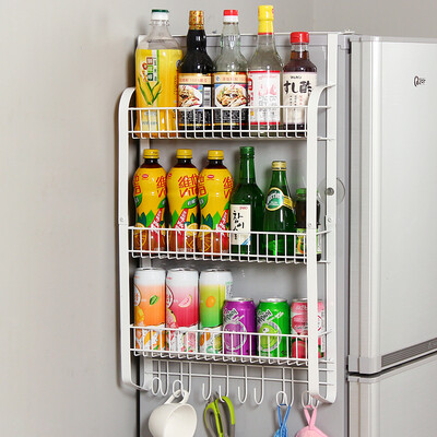 

Ou Runzhe rack refrigerator hanging shelf side wall rack multi-function 3 layer 8 hook flat iron
