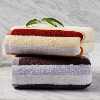 

Vosges Jade Weak Craft Color Stripe Cotton Absorbent 2 Towels 3476cm Brown Grey
