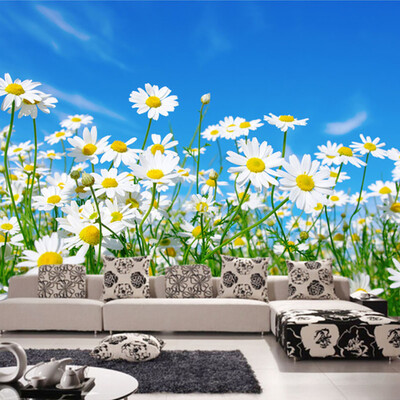 

Пользовательские обои Mural Blue Sky Fresh Marguerite Природа Пейзаж Фото Стены Бумага Гостиная Спальня Романтический Дом Декор Фреска