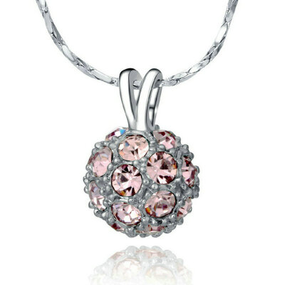 

Yoursfs® 18K White Gold Plated Crystal Ball Statement Necklace Use Pink Austrian Crystal Fashion Necklace