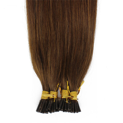 

1g/s 100g Human Virgin Hair Brown Pre-bonded Keratin Stick I-tip Hair Extensions