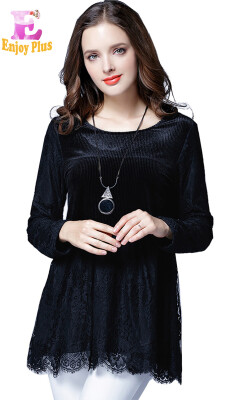 

XL XXL 3XL 4XL 5XL plus size elegant lace new spring 2018 blouse women long sleeve big size corduroy black office tops lady