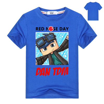 

3-13 лет Подростковая одежда для мальчиков ROBLOX T Shirt Cartoon Running T-shirt Fashion DAN TDM 100% Хлопок Синие топы Тройники