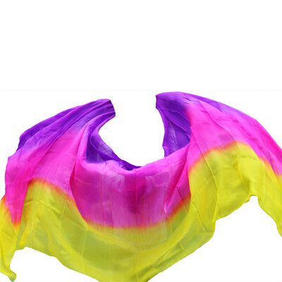 

2017 New 100% Silk Veils Belly Dance Practice Performance Silk Veils 250/270*114 cm Yellow+Rose+Purple