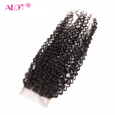 

Alot Hair Products 3 Part Peruvian Kinky Curly Closures 4*4 Closure Lace Top Closure Cheap Lace Closure 7A Grade