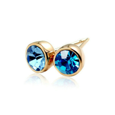 

Yoursfs® 18K Rose Gold Plated 0.5Ct Crystal Earring Use Blue Austrian Crystal Simulated Gemstone Earring