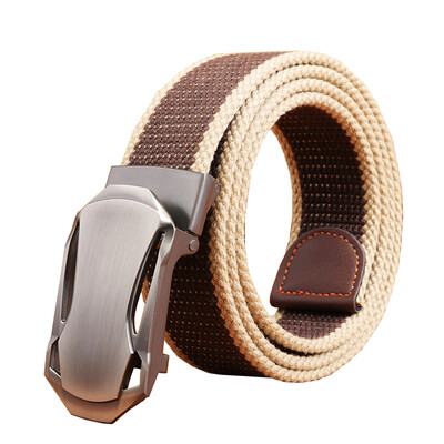 

Half cigarette canvas belt men&39s belt smooth buckle youth Korean version of the belt automatically buckle casual outdoor students B-170535 blue 115
