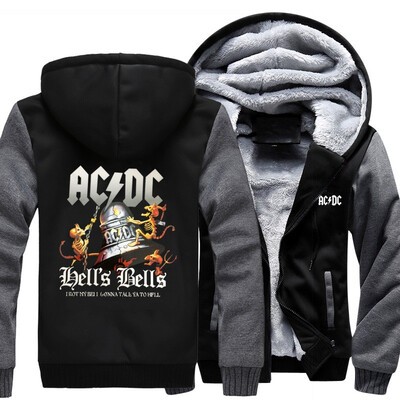 

2018 New Design AC DC Bell Skull Mens Hoodies I Got My Bell Gonna Take Ya To Hell Thicken Zipper man hoodies sweatshirt USA size