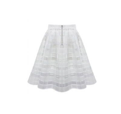 

Women Solid Color Chiffon Short Dress Autumn new women's chiffon pleated mesh skirt Punta grid organza skirt L15