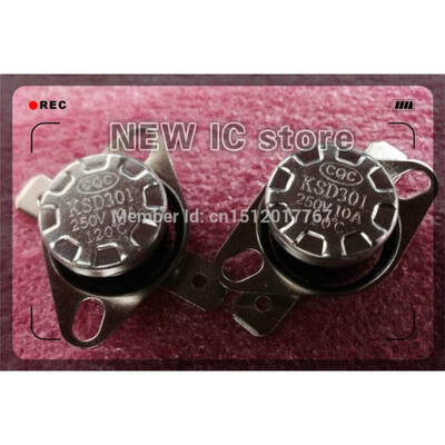 

10PCS KSD301 120C normally closed 120degree NC temperature switch thermostat Thermal Protector 10A250V CQC free shipping