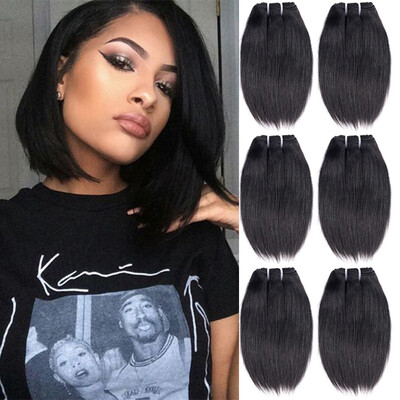 

Straight Virgin Hair Peruvian Human Hair Weaves Short 8inch 6 Bundles50g