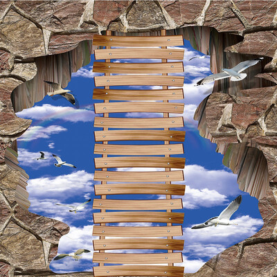 

Free Shipping Walkway exhibition hall sky wooden bridge 3D outdoor waterproof adhesive floor painting wallpaper mural 250cmx200cm