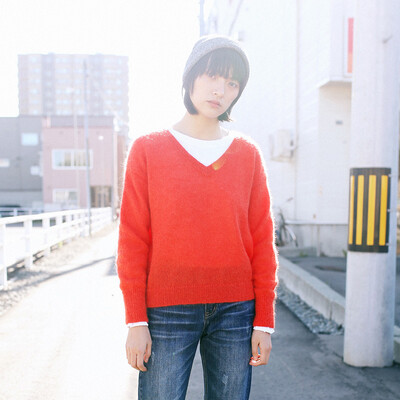 

And with pure Raincun C6145 mohair red sweater female v-neck pullover wool ulzzang sweater orange red S C6145JR0S