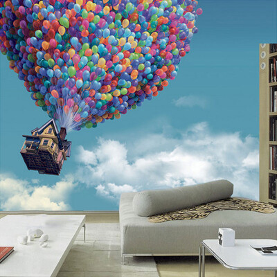 

Large Mural Living Room Children's Bedroom Sofa Backdrop Customized 3D Photo Wallpaper Blue Sky Hot Air Balloon Wall Mural Paper