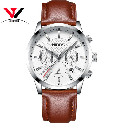 

NIBOSI Quartz Wristwatch Male Luxury Brand New Watch Chronograph Watches Fashion Leather Men Watches Relogio Masculino Casual Uhr