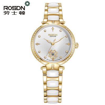 

Luxury Brand ROSDN Quartz Watch Women Rose Gold Ceramics Waterproof Stainless Steel Ladies Wrist Watches Montres Femme