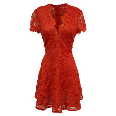 

Lovaru ™summer style 2015 new women dress Women red party dresses lace V-neck dress fashion sexy style