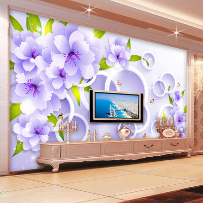 

Customized Modern Fashion Style Mural Wallpaper Purple Flowers TV Background Wall Bedroom Wall Paper Designs Home Improvement