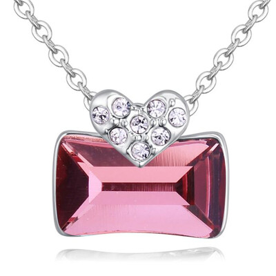 

Heart Necklace Square Crystal from Austrian Women Fashion Jewelry Rhinestone Necklace Pendant Bijouterie 27110