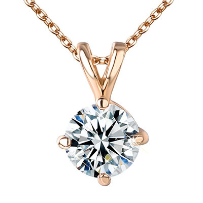 

Yoursfs CZ Solitaire Necklace 18k Rose GP Сердечки и стрелы CZ Pendant для женщин OL Style