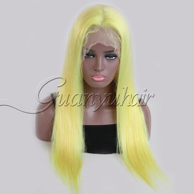 

8A Brazilian virgin human hair full lace wig stright hair the hottest·color --YEllow