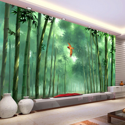 

Custom 3d mural wallpaper Personalized custom 3D fresh bamboo living room sofa backdrop wall large mural waterproof wallpaper