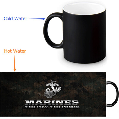 

USMC 350ml12oz Heat Reveal Mug Color Change Coffee Cup Sensitive Morphing Mugs Magic Mug Milk Tea Cups