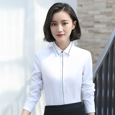 

Long Yue womens spring&autumn professional wear suit jacket shirt western skirt trousers OL work interview uniform striped long-sleeved suit professional suit LWXF181508 white shirt