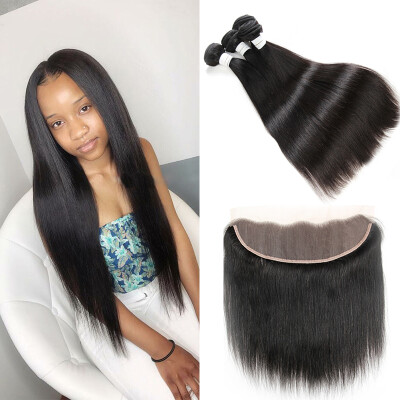 

Peruvian Hair With Closure Lace Front Straight Human Hair