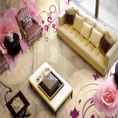 

Free shipping custom 3D Stereo Rose Marble Background Wall thickened self-adhesive living room floor mural wallpaper 250cmx200cm
