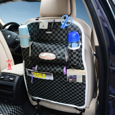 

WRC car storage bag car seat back hanging storage bag sundries storage bag storage bag sorting bag seat cover carbon fiber leather black