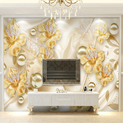 

Пользовательские обои Mural для стен 3D Diamond Jewelry Flower 3D Wall Painting Art Living Room Sofa TV Background Фото Wall Paper