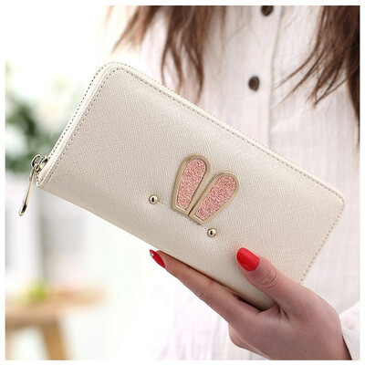 

Rabbit Ears New Fashion Long Zipper Wallet PU Purse for Woman Card Holder Credit Cards Slots Design Button Phone Case