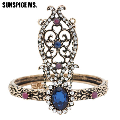 

New Ethnic Turkish Women Flower Solid Vintage Bangle Cuff Antique Gold Silver Color Arabia Dance Bracelet Indian Wedding Jewelry