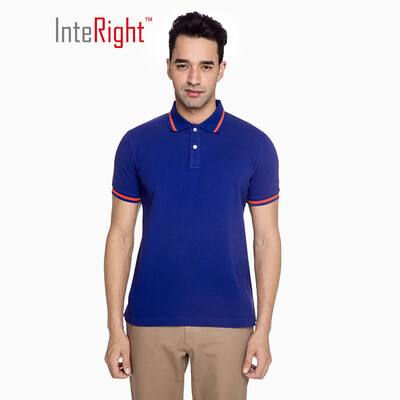 

INTERIGHT cotton POLO shirt mens T-shirt washed casual short-sleeved sapphire blue L