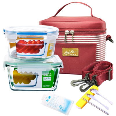 

Jingdong Supermarket) Beit Ais (BestHA) heat-resistant glass crisper two-piece (1000ml + 800ml) oven refrigerator microwave oven lunch box RL2-05B send sky blue insulation package