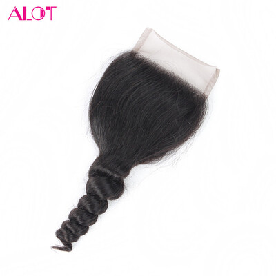 

Alot Good quality Loose Wave 4*4 Free Part Indian Hair 4*4 Lace Closure With Baby Hair Virgin Human Hair